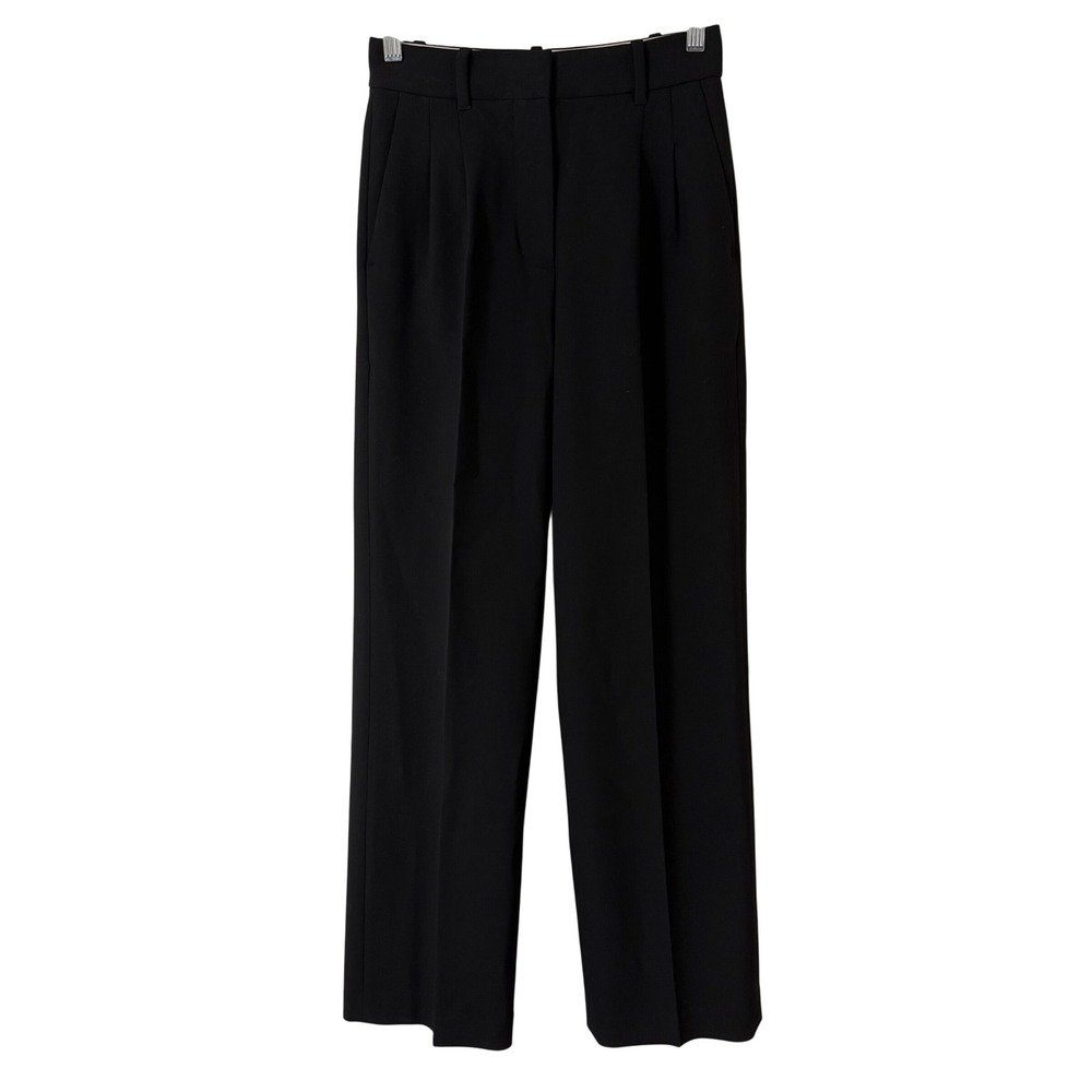 Aritzia Wilfred The Effortless Pant 0 Black Trouser Wide Leg Crepe Pleated
